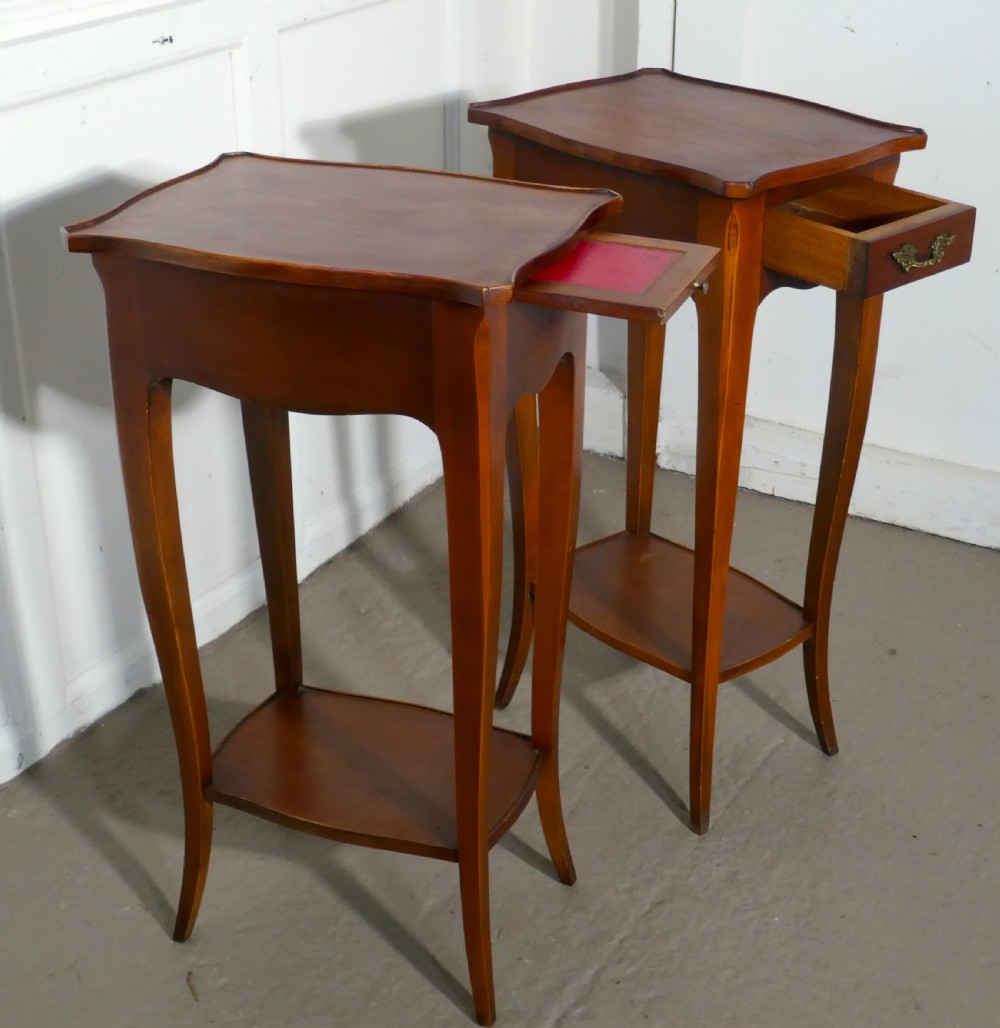 Unusual Pair of 19th C French Mahogany Pedestal Tables