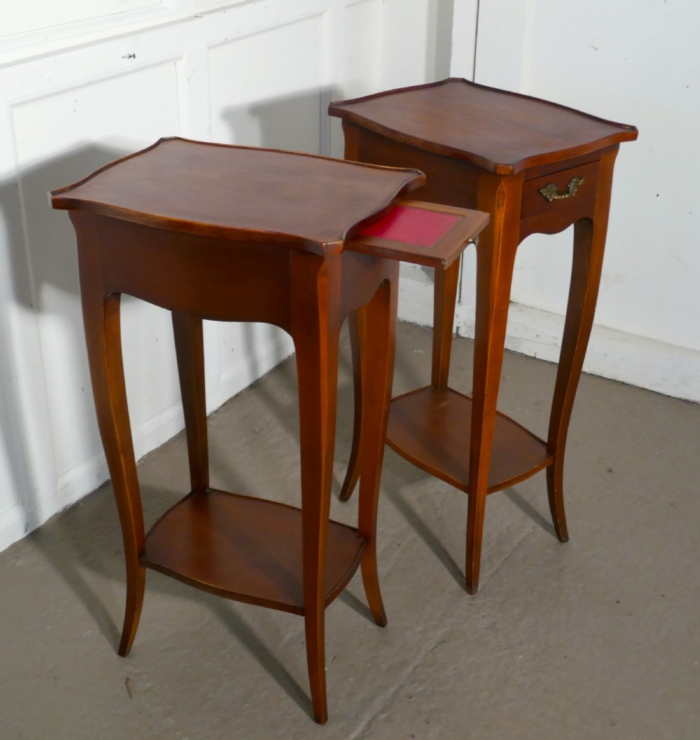 Unusual Pair of 19th C French Mahogany Pedestal Tables View II