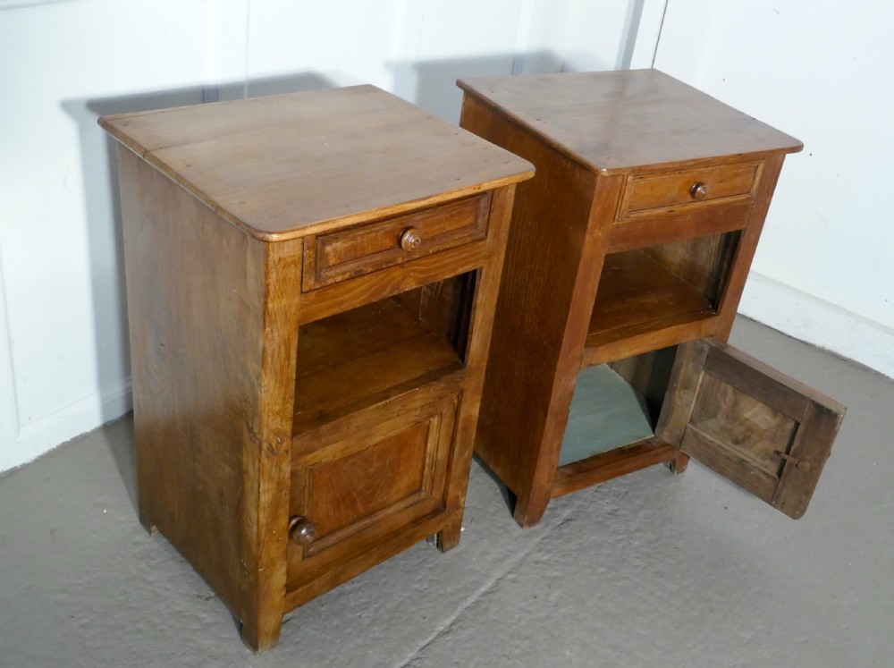 Pair of Rustic French Country Walnut Bedside Cupboards or Night Tables View VI