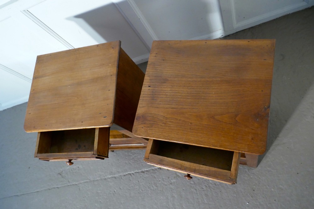 Pair of Rustic French Country Walnut Bedside Cupboards or Night Tables View III