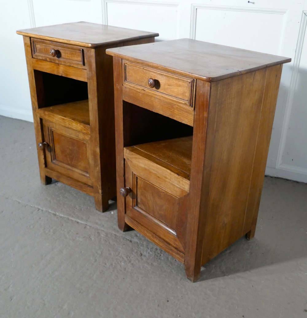 Pair of Rustic French Country Walnut Bedside Cupboards or Night Tables View IV
