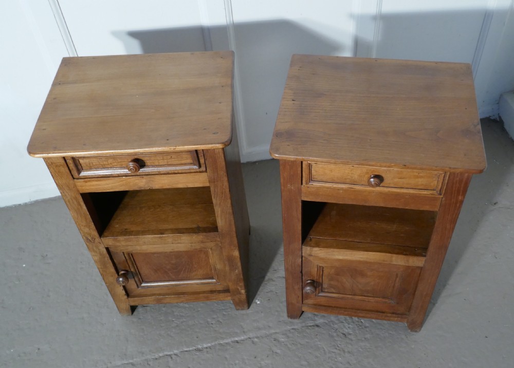 Pair of Rustic French Country Walnut Bedside Cupboards or Night Tables View V