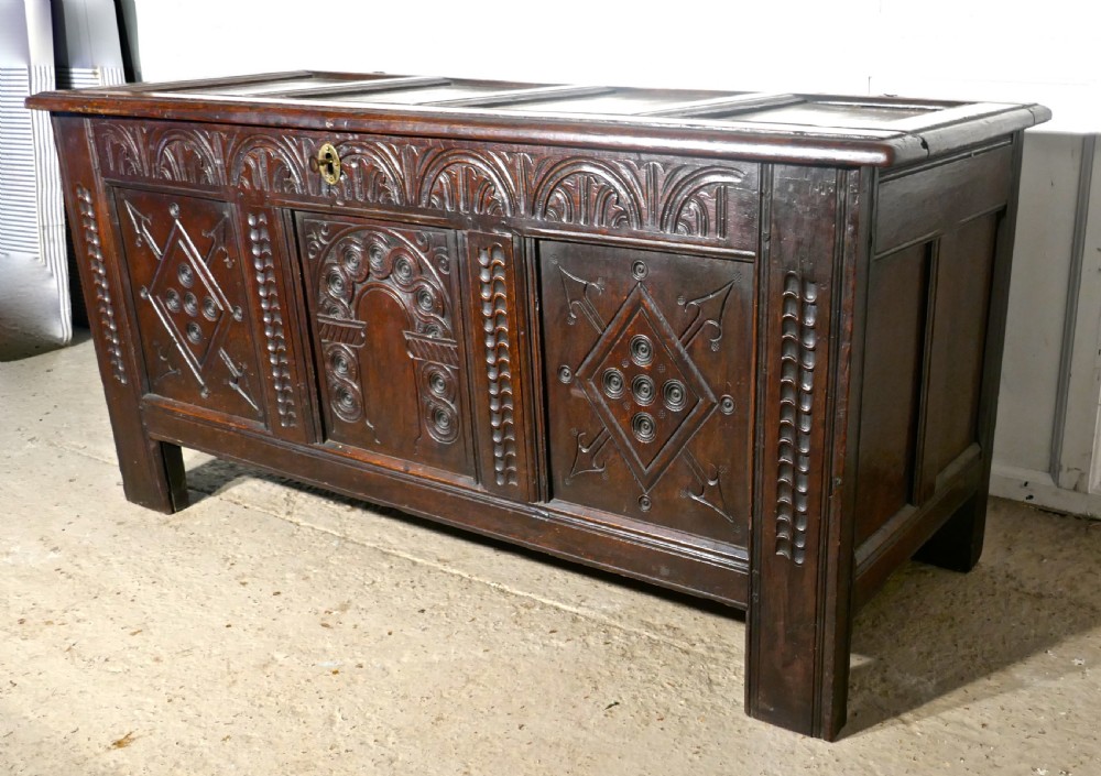 17th Century Carved Oak Coffer