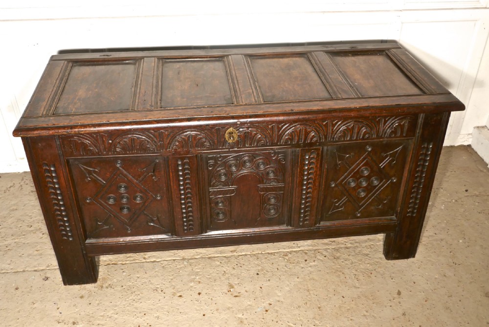 17th Century Carved Oak Coffer View VI