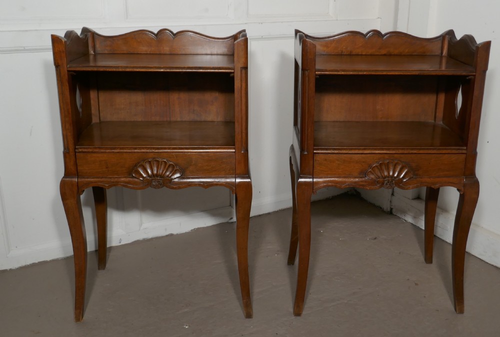 Pair of French Country Oak Bedside Cabinets 