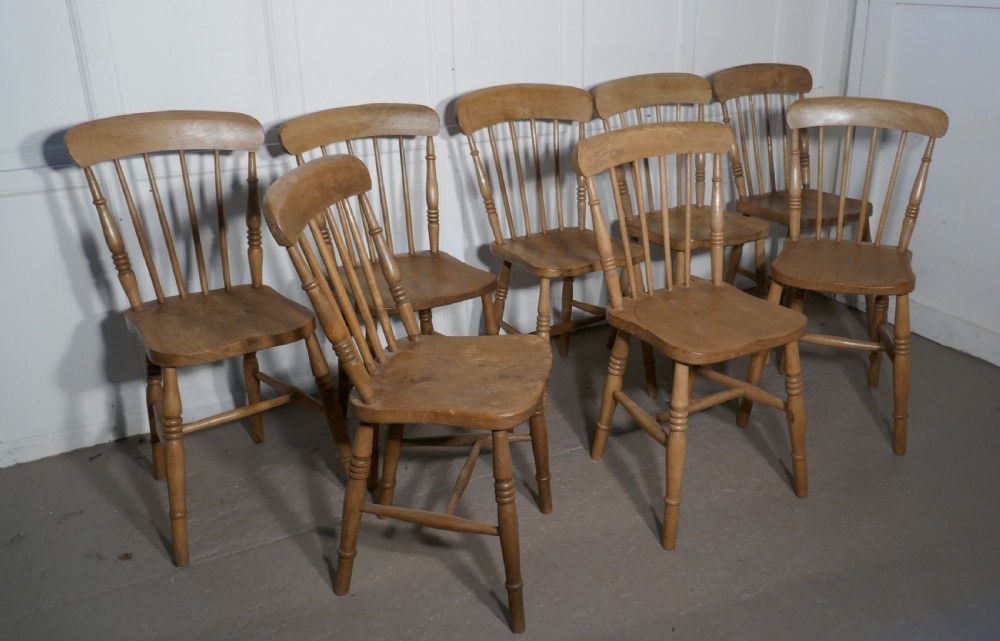 Harlequin Set of 8 Victorian Beech & Elm Country Kitchen Chairs View III