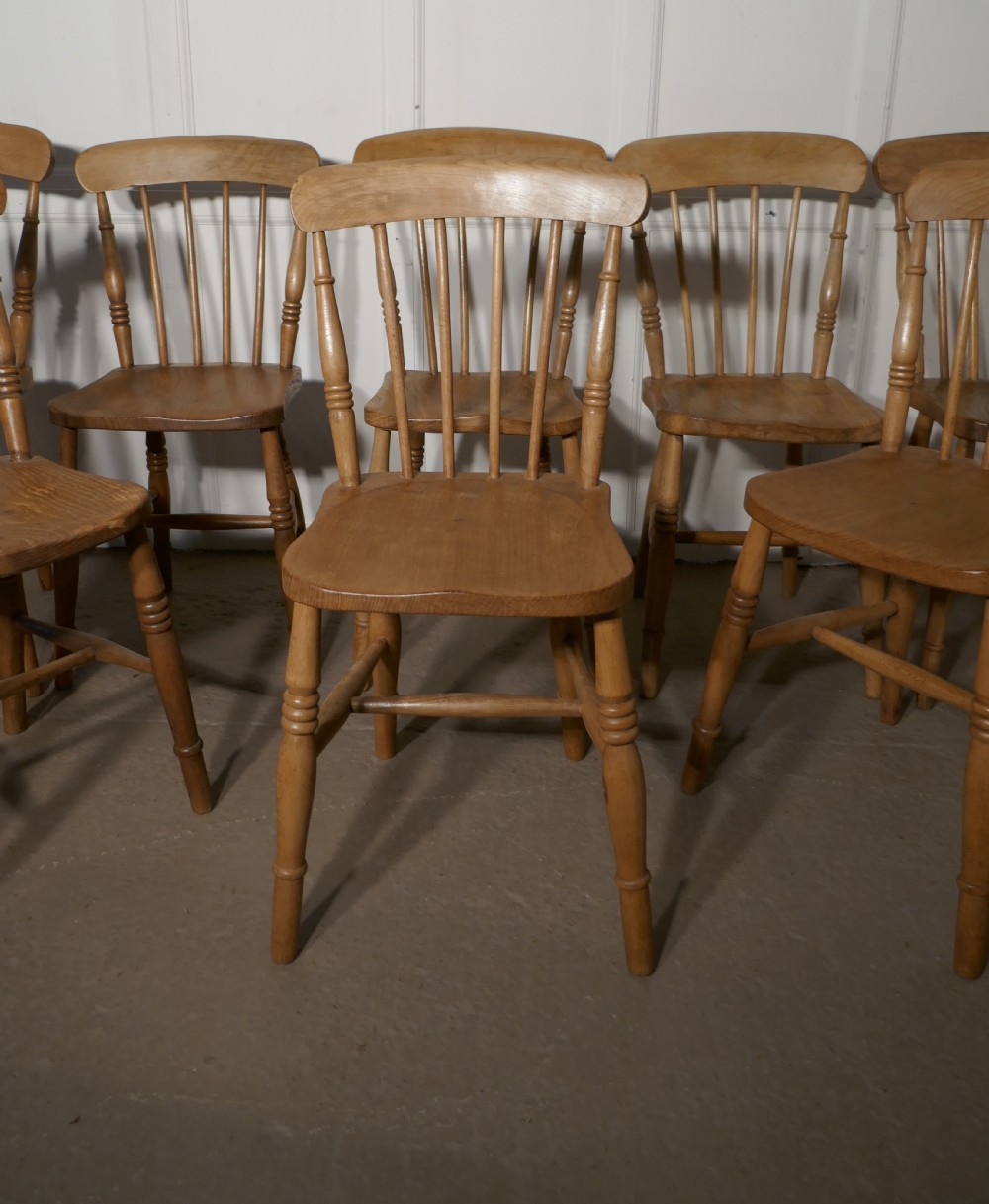 Harlequin Set of 8 Victorian Beech & Elm Country Kitchen Chairs View IV