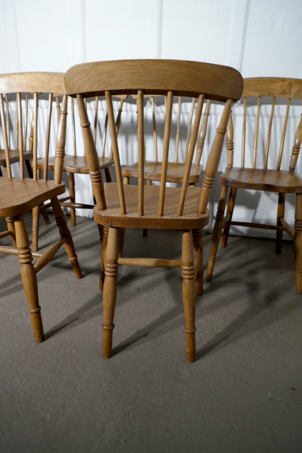 Harlequin Set of 8 Victorian Beech & Elm Country Kitchen Chairs View VI