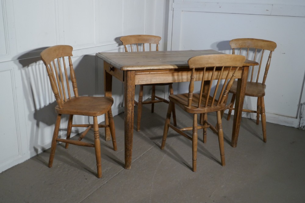 Harlequin Set of 4 Victorian Beech & Elm Country Kitchen Chairs View VII
