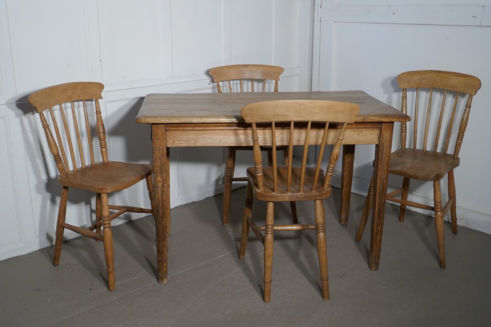 Harlequin Set of 4 Victorian Beech & Elm Country Kitchen Chairs View II