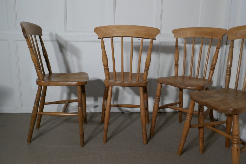 Harlequin Set of 4 Victorian Beech & Elm Country Kitchen Chairs View III