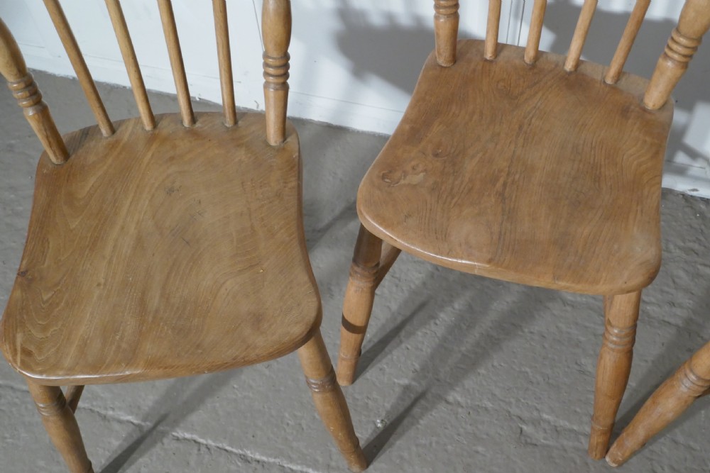 Harlequin Set of 4 Victorian Beech & Elm Country Kitchen Chairs View IV
