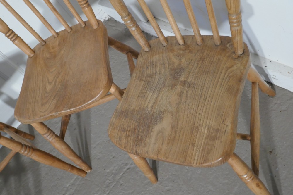Harlequin Set of 4 Victorian Beech & Elm Country Kitchen Chairs View V