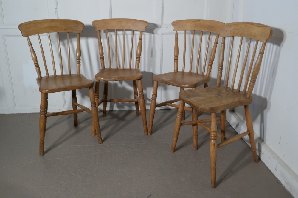 Harlequin Set of 4 Victorian Beech & Elm Country Kitchen Chairs View VI