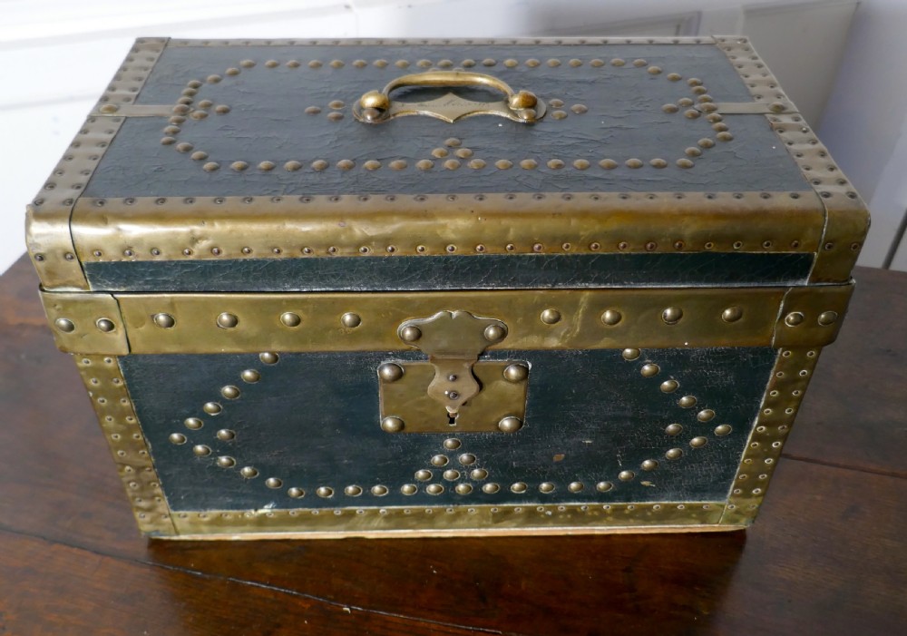 Leather and Brass Studded Treasure Chest or Jewellery Box 1878 View IV