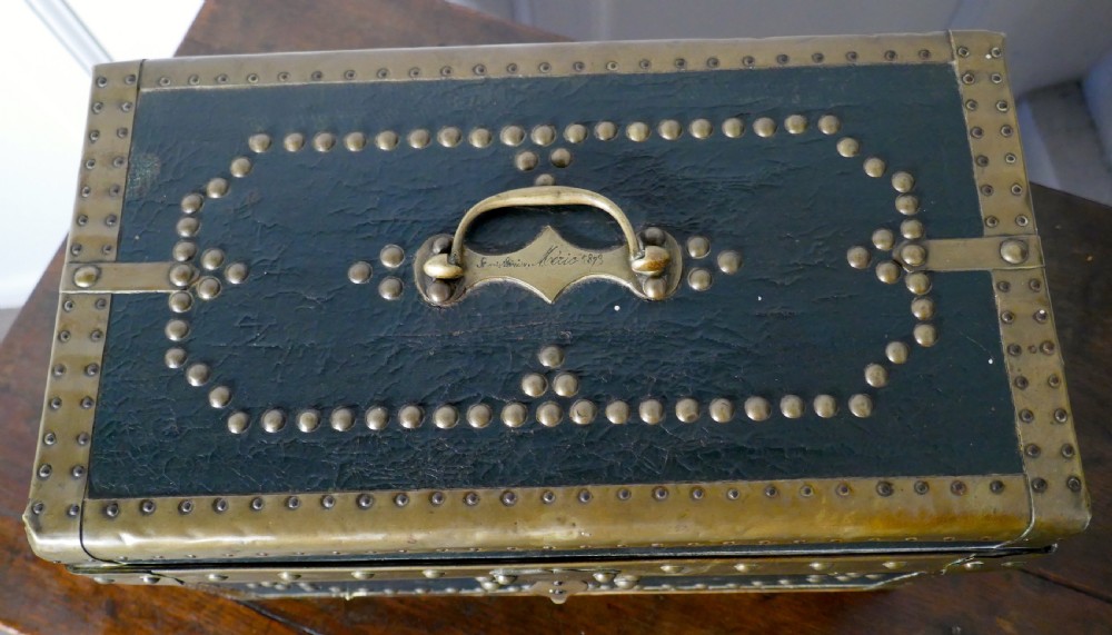 Leather and Brass Studded Treasure Chest or Jewellery Box 1878 View VI