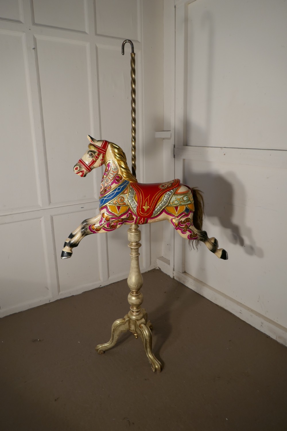 Small 19th Century painted Wooden Carousel Galloper or Fair Ground Horse