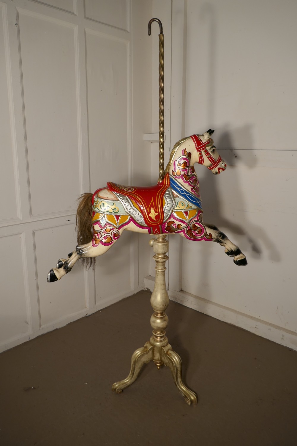 Small 19th Century painted Wooden Carousel Galloper or Fair Ground Horse View VIII