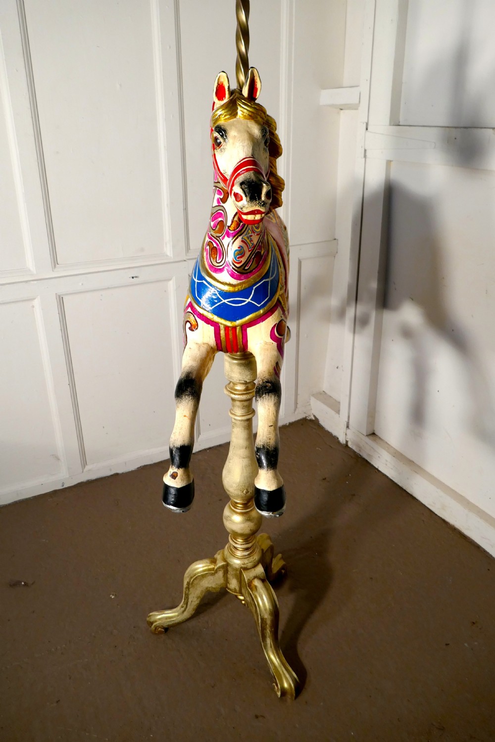 Small 19th Century painted Wooden Carousel Galloper or Fair Ground Horse View XII
