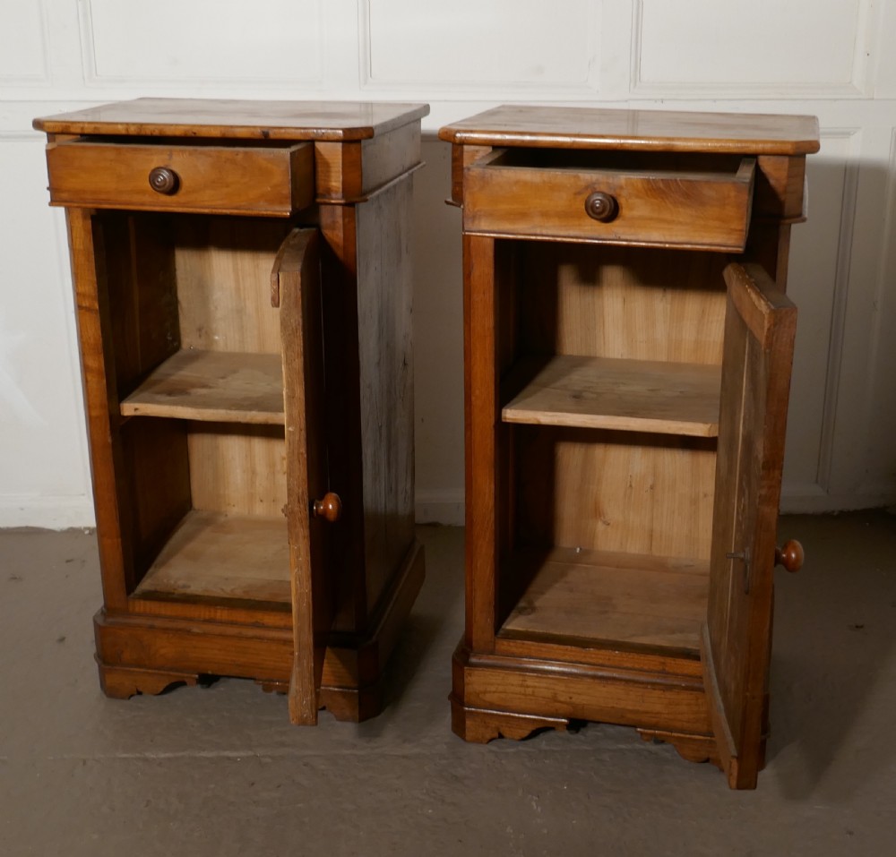 Pair of Rustic French Country Walnut Bedside Cupboards or Night Tables View II
