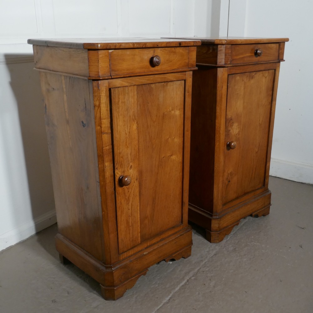 Pair of Rustic French Country Walnut Bedside Cupboards or Night Tables View III