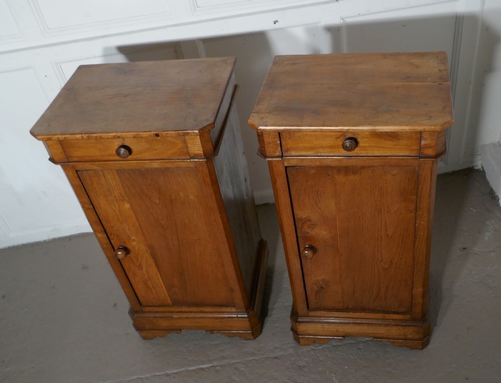 Pair of Rustic French Country Walnut Bedside Cupboards or Night Tables View IV