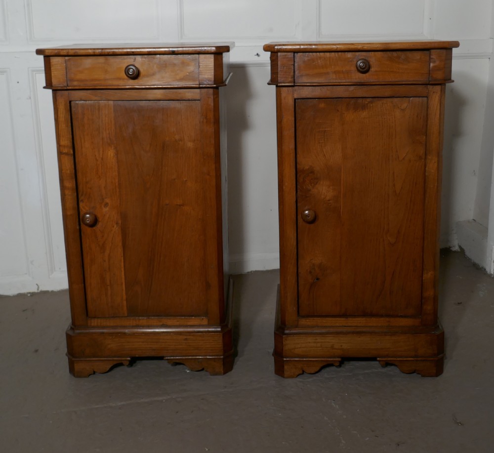 Pair of Rustic French Country Walnut Bedside Cupboards or Night Tables View V