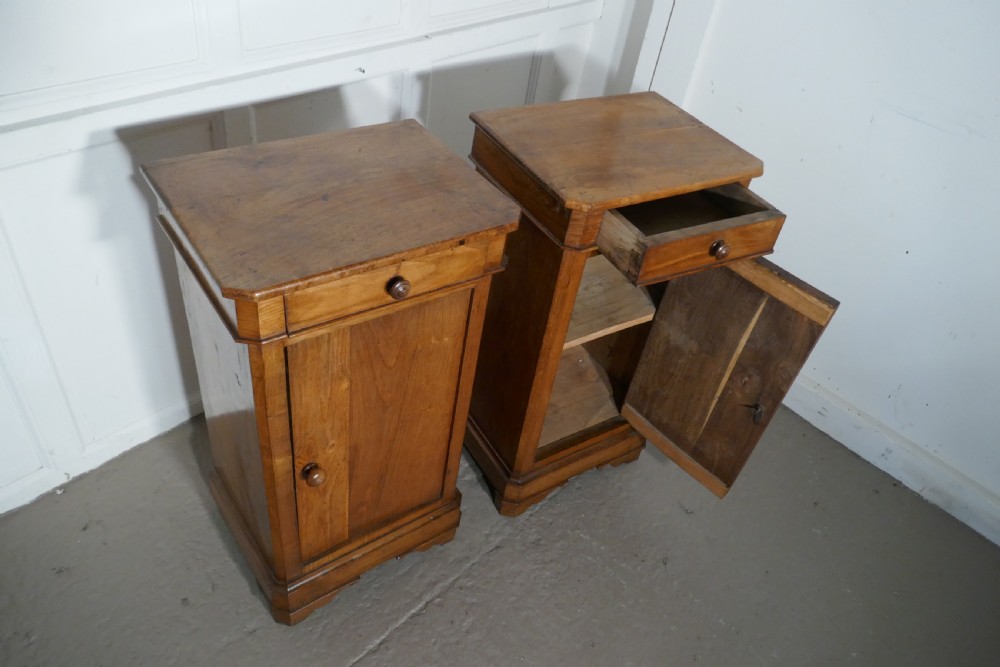 Pair of Rustic French Country Walnut Bedside Cupboards or Night Tables View VI