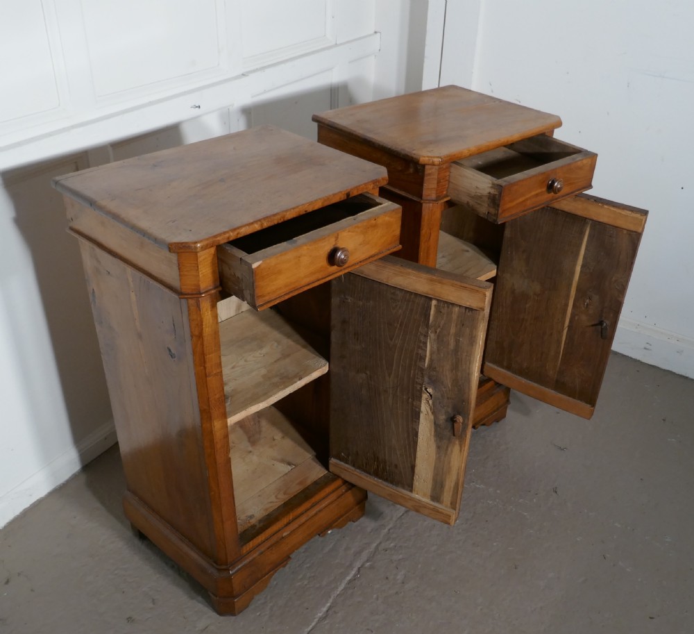 Pair of Rustic French Country Walnut Bedside Cupboards or Night Tables View VIII