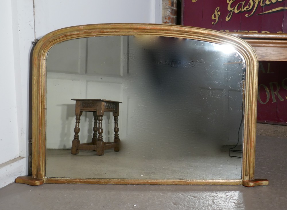 Victorian Original Shabby Look Gold Over Mantle Mirror
