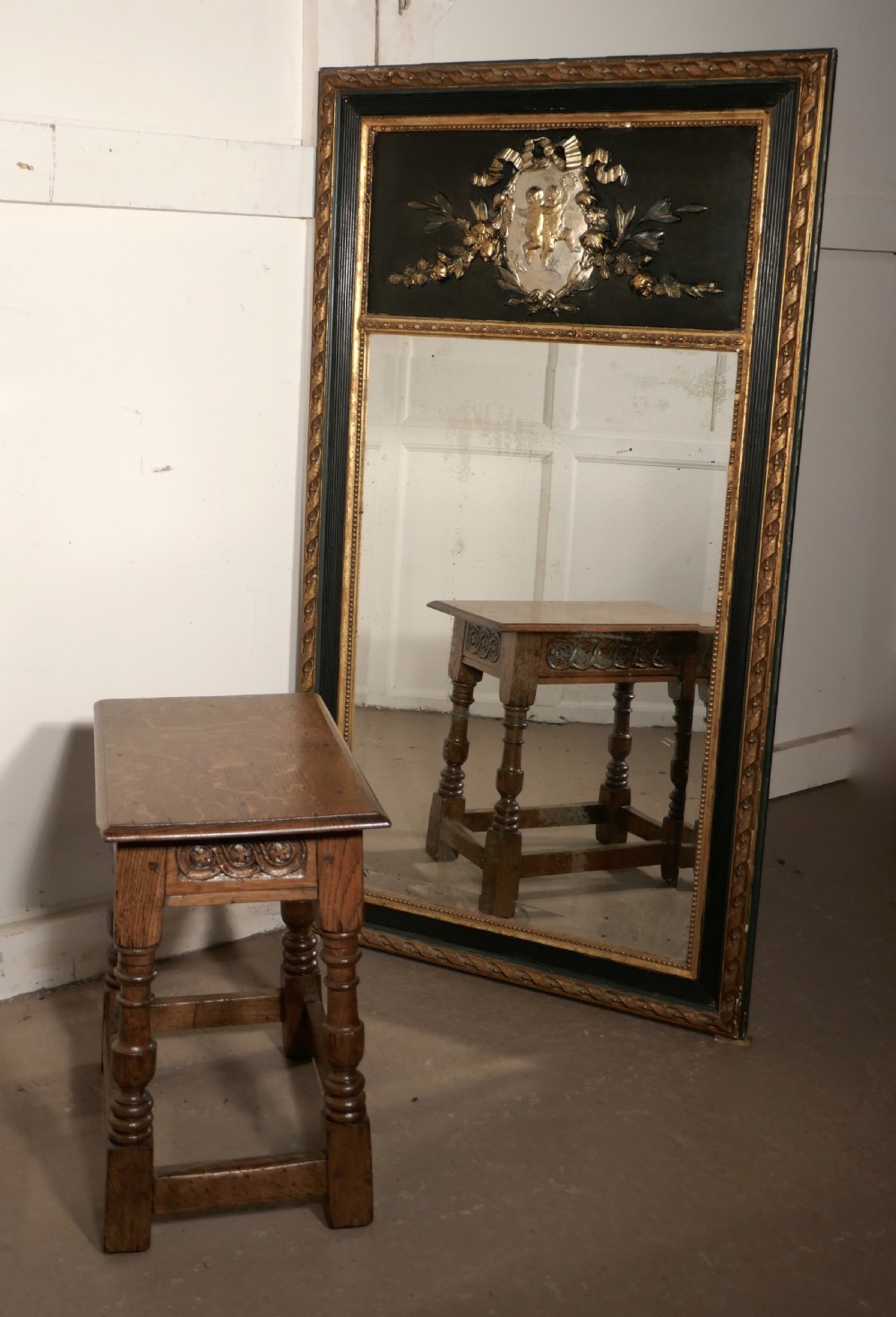 French Trumeau Style Console Mirror   View V