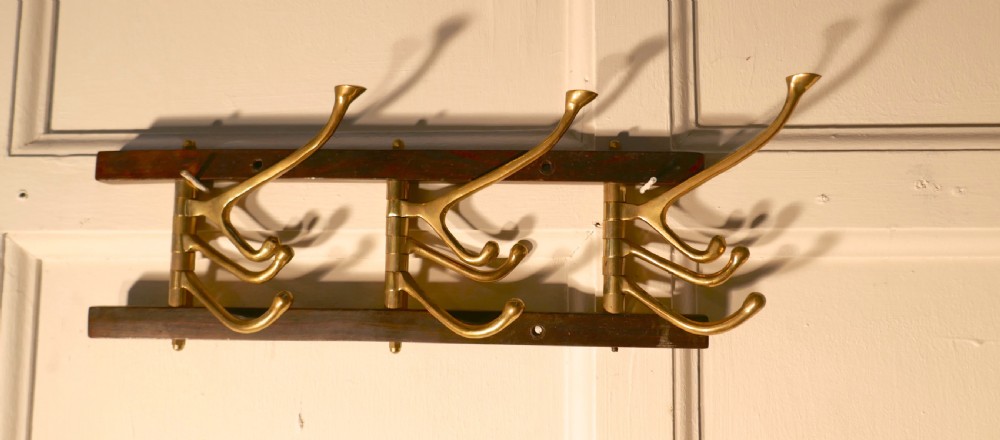 French Brass Folding Coat Hooks Rack
