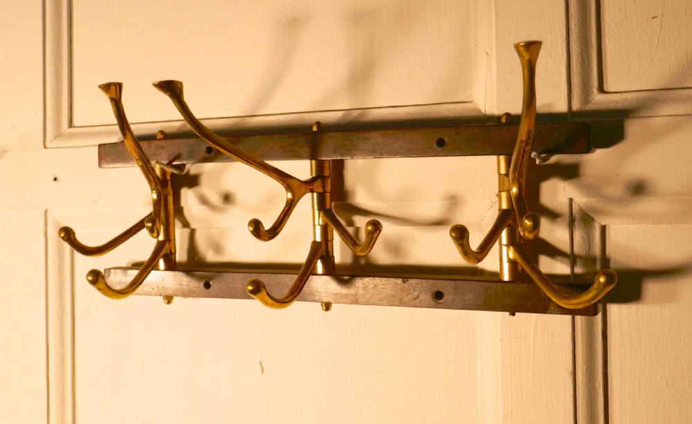 French Brass Folding Coat Hooks Rack View II