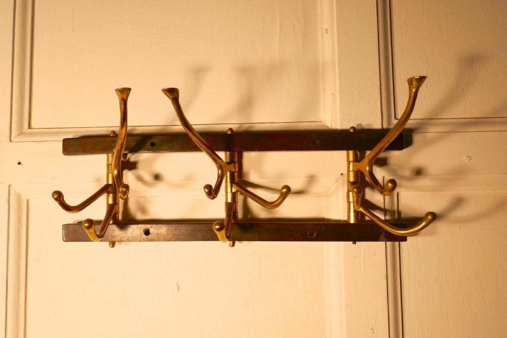 French Brass Folding Coat Hooks Rack View III
