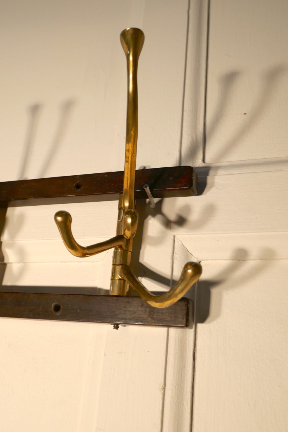 French Brass Folding Coat Hooks Rack View IV