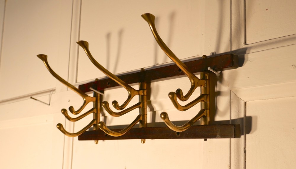 French Brass Folding Coat Hooks Rack View V
