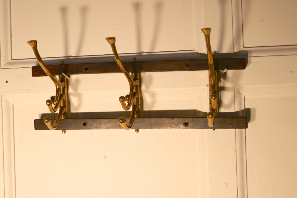 French Brass Folding Coat Hooks Rack View VI