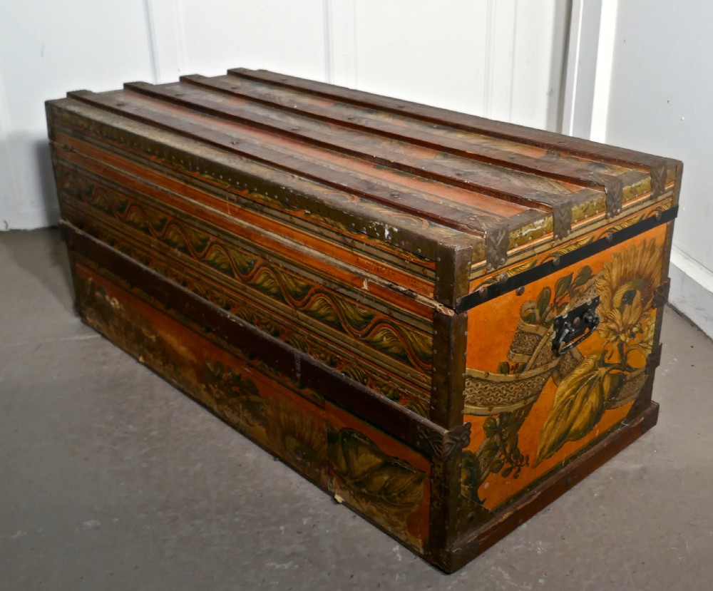 19th Century Portuguese Vintage Travel Chest or Steamer Trunk,   View V