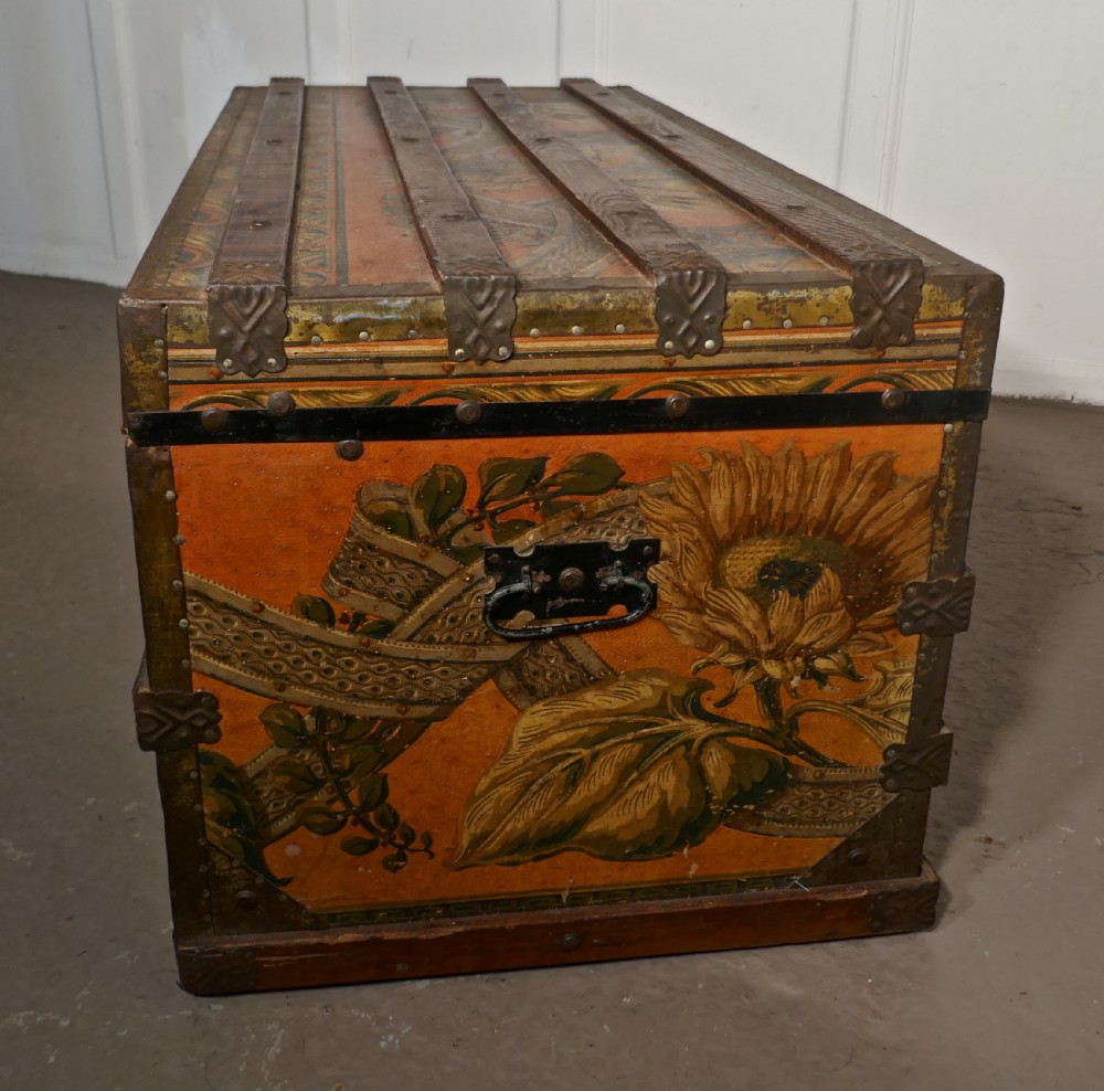 19th Century Portuguese Vintage Travel Chest or Steamer Trunk,   View II