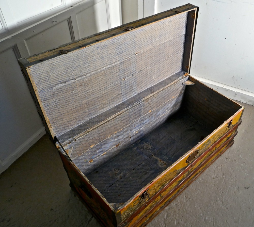 19th Century Portuguese Vintage Travel Chest or Steamer Trunk,   View IV
