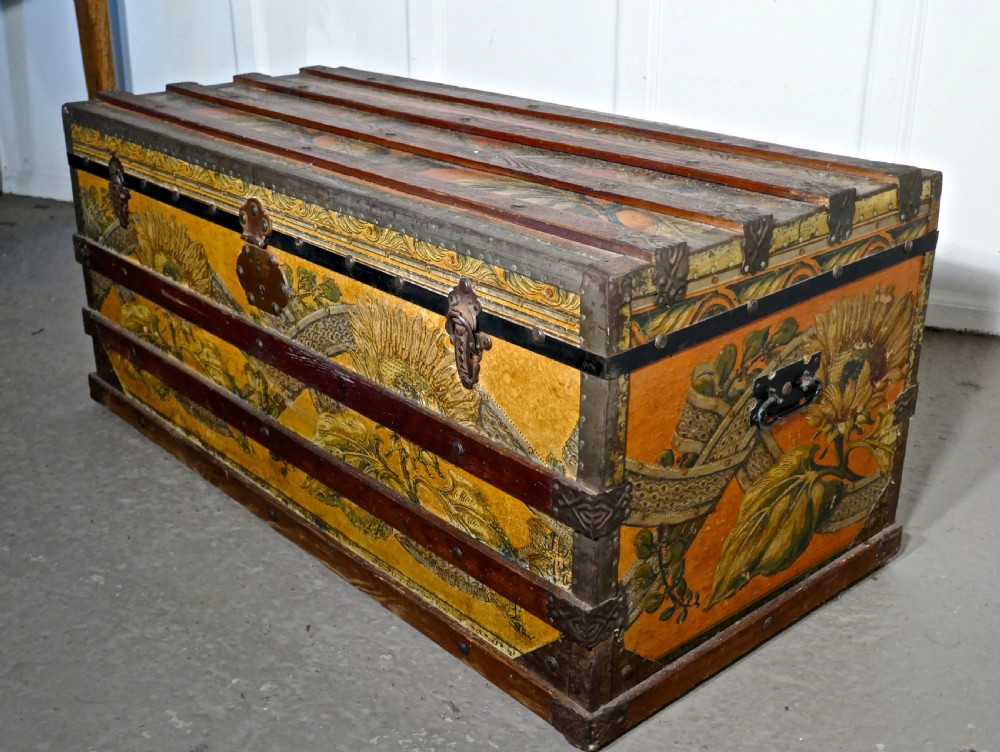 19th Century Portuguese Vintage Travel Chest or Steamer Trunk,  