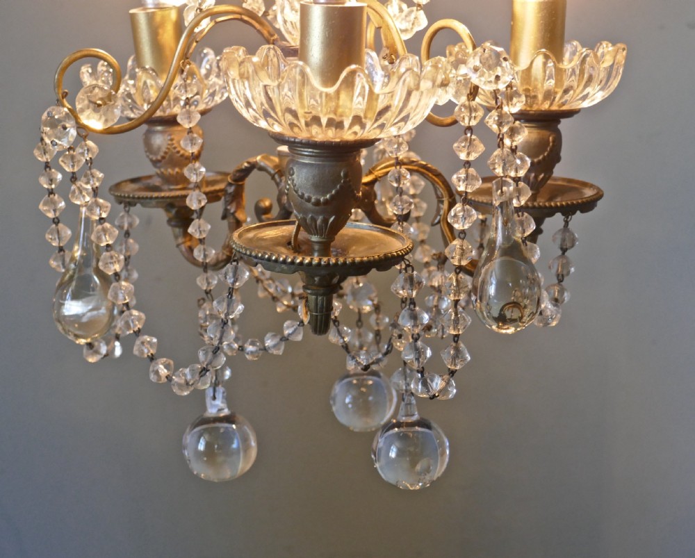 A Stunning 3 Branch Chandelier by Lucien Gau Paris View III