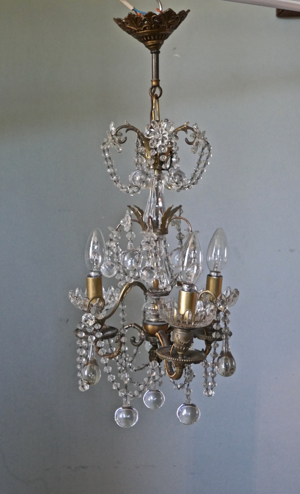 A Stunning 3 Branch Chandelier by Lucien Gau Paris View V