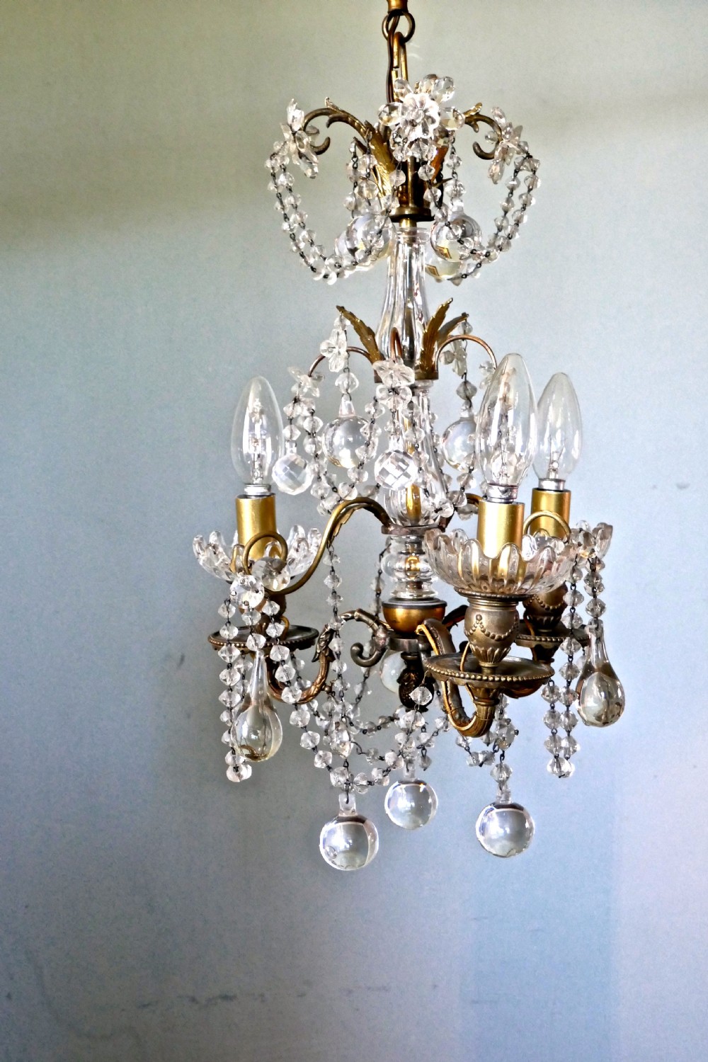 A Stunning 3 Branch Chandelier by Lucien Gau Paris View VI