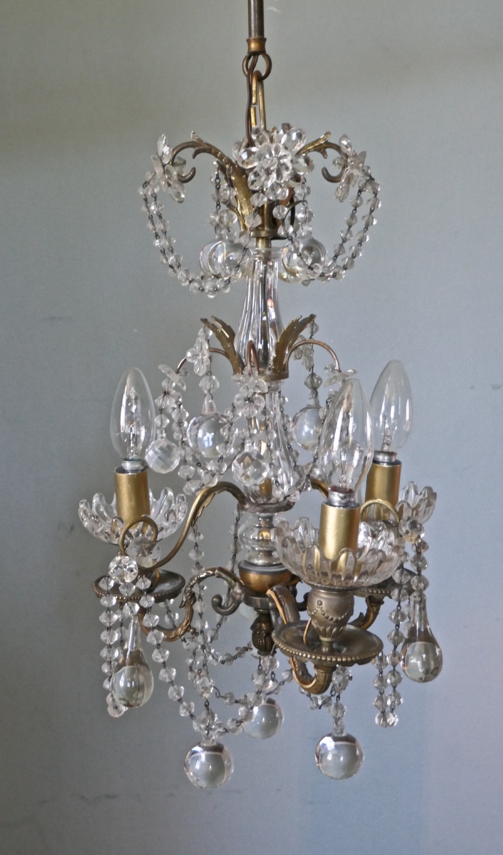 A Stunning 3 Branch Chandelier by Lucien Gau Paris View VIII