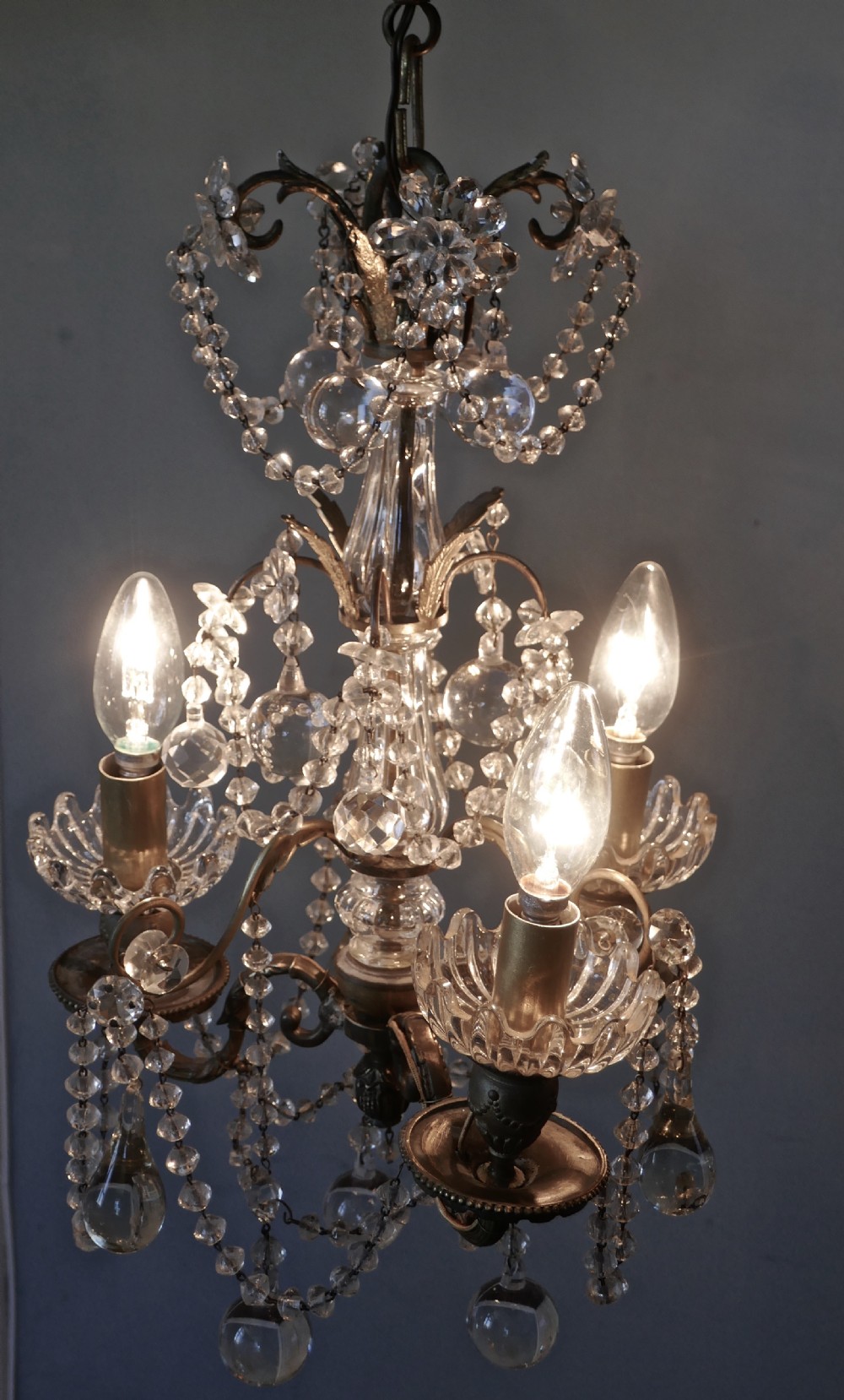 A Stunning 3 Branch Chandelier by Lucien Gau Paris View X