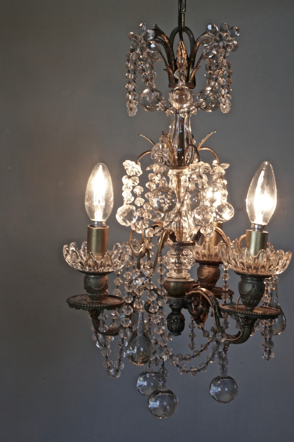 A Stunning 3 Branch Chandelier by Lucien Gau Paris View XI