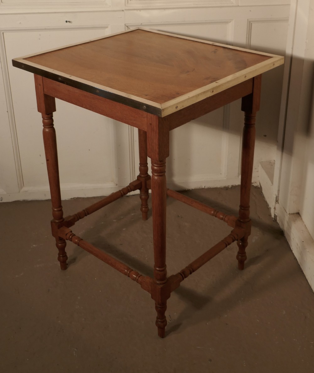 Art Deco Blonde Mahogany, Brass Bound Table