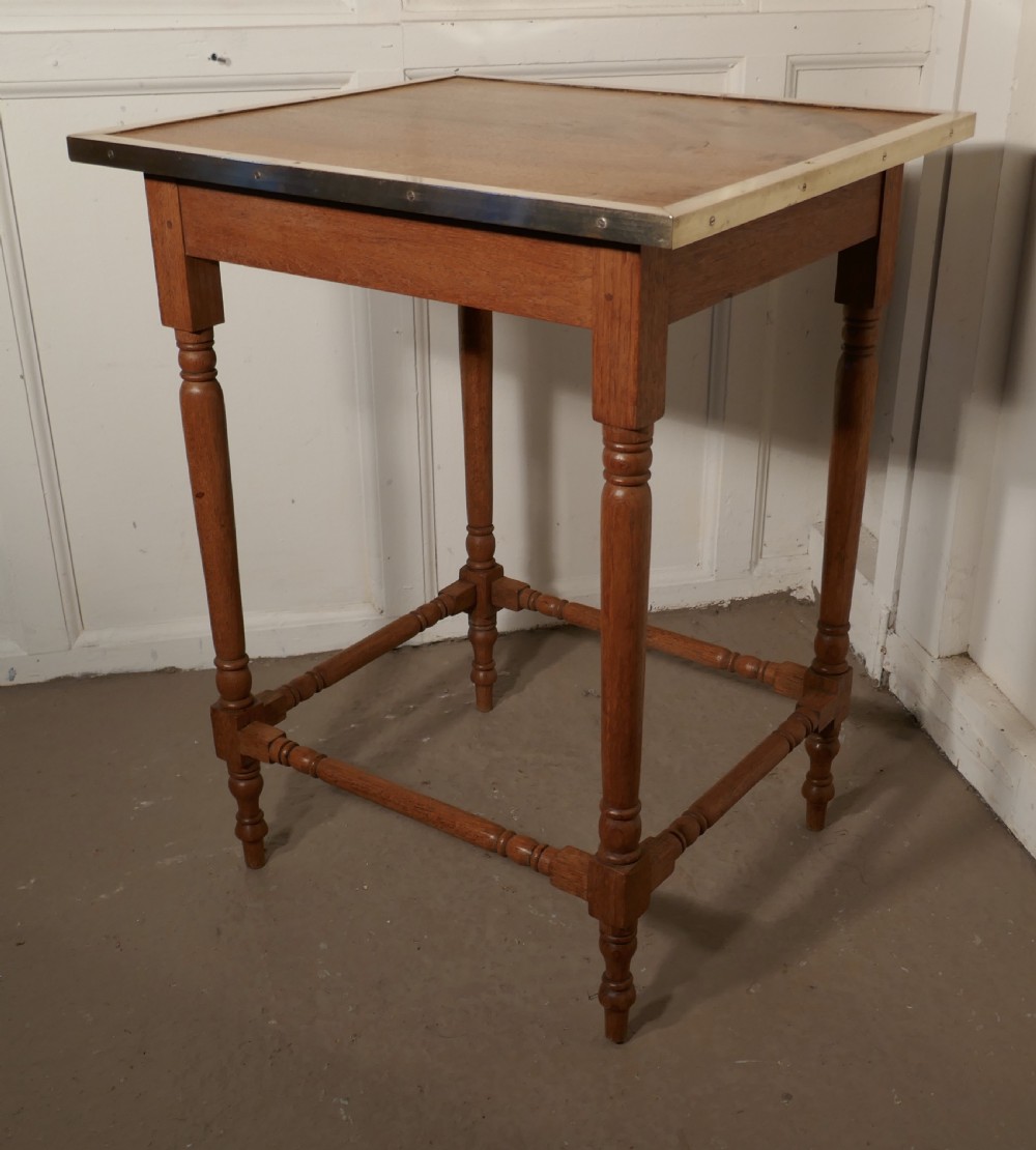Art Deco Blonde Mahogany, Brass Bound Table View IV