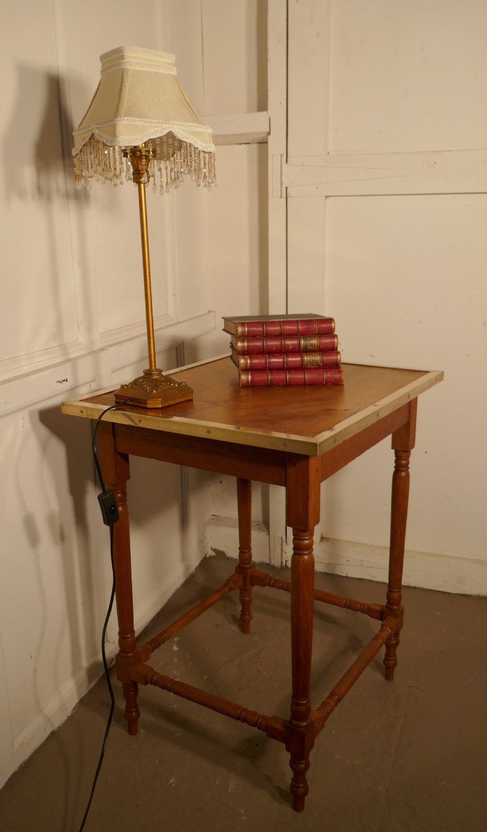 Art Deco Blonde Mahogany, Brass Bound Table View VI